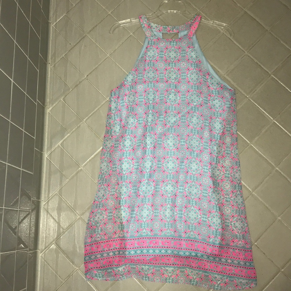 Neon pink and blue dress